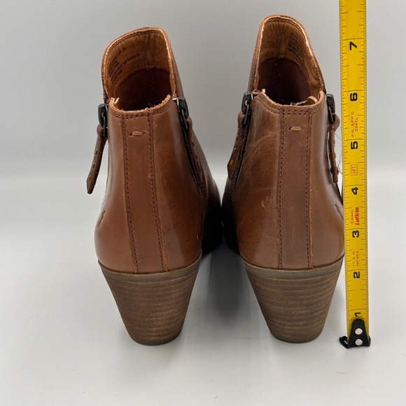 FRYE Judith Double Zip Ankle Boots Women's 7 Wheat Brown Leather Block Heel - Picture 4 of 9